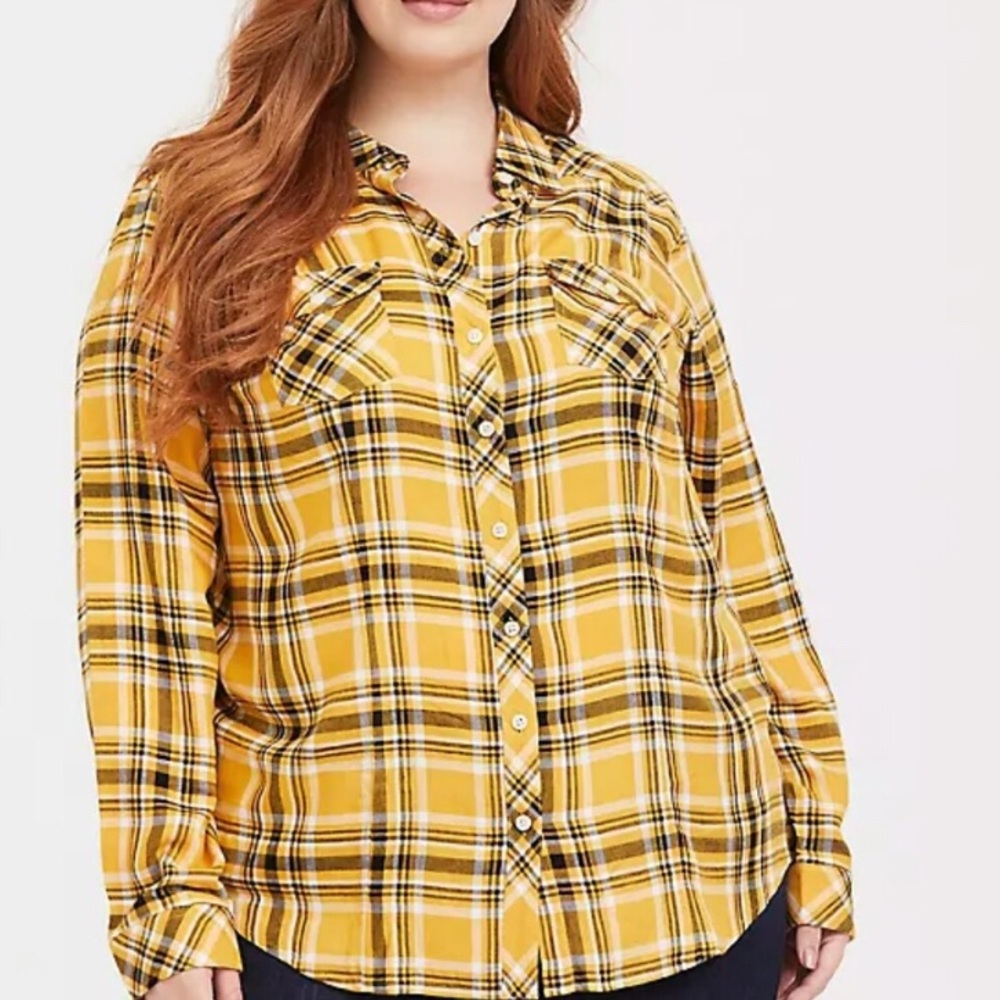torrid Taylor Yellow Plaid Twill Button Front SZ 1